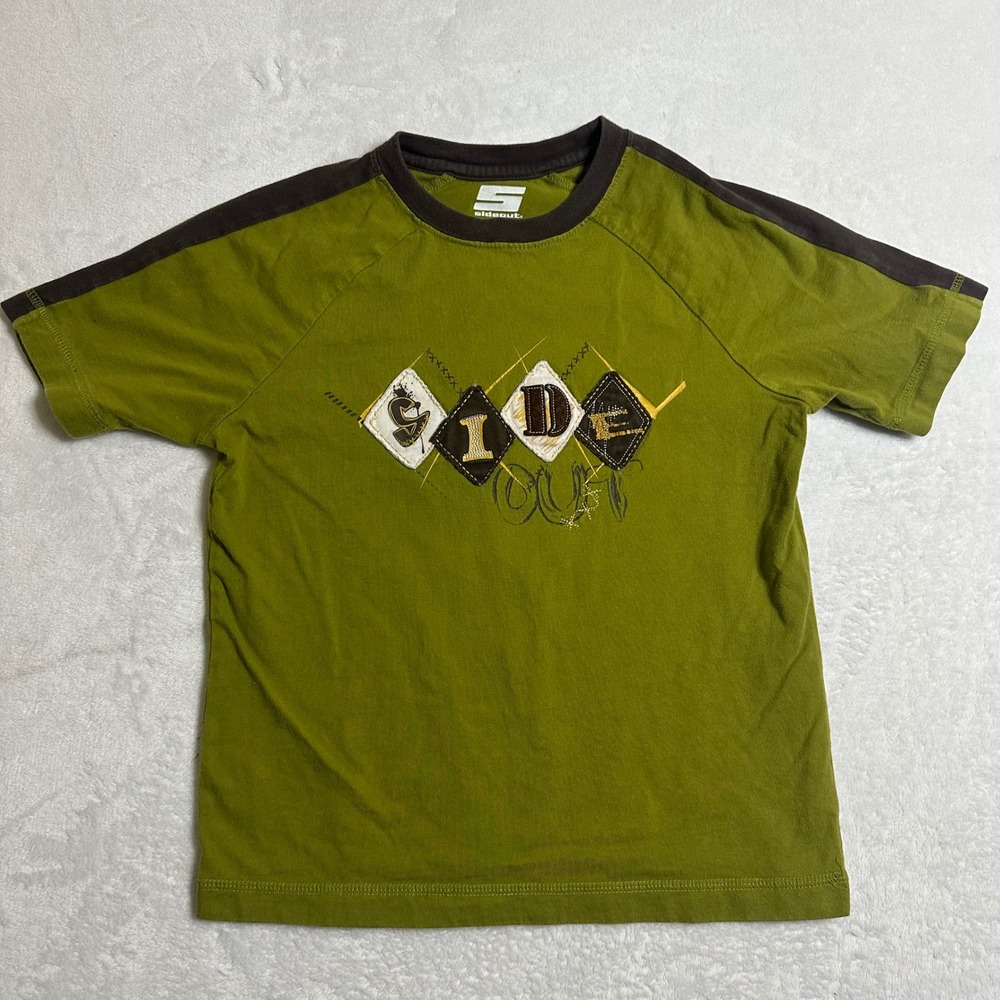 VTG Sideout Kids 8 Shirt Olive Green Y2K Skater Gorpcore Earth Tone Streetwear